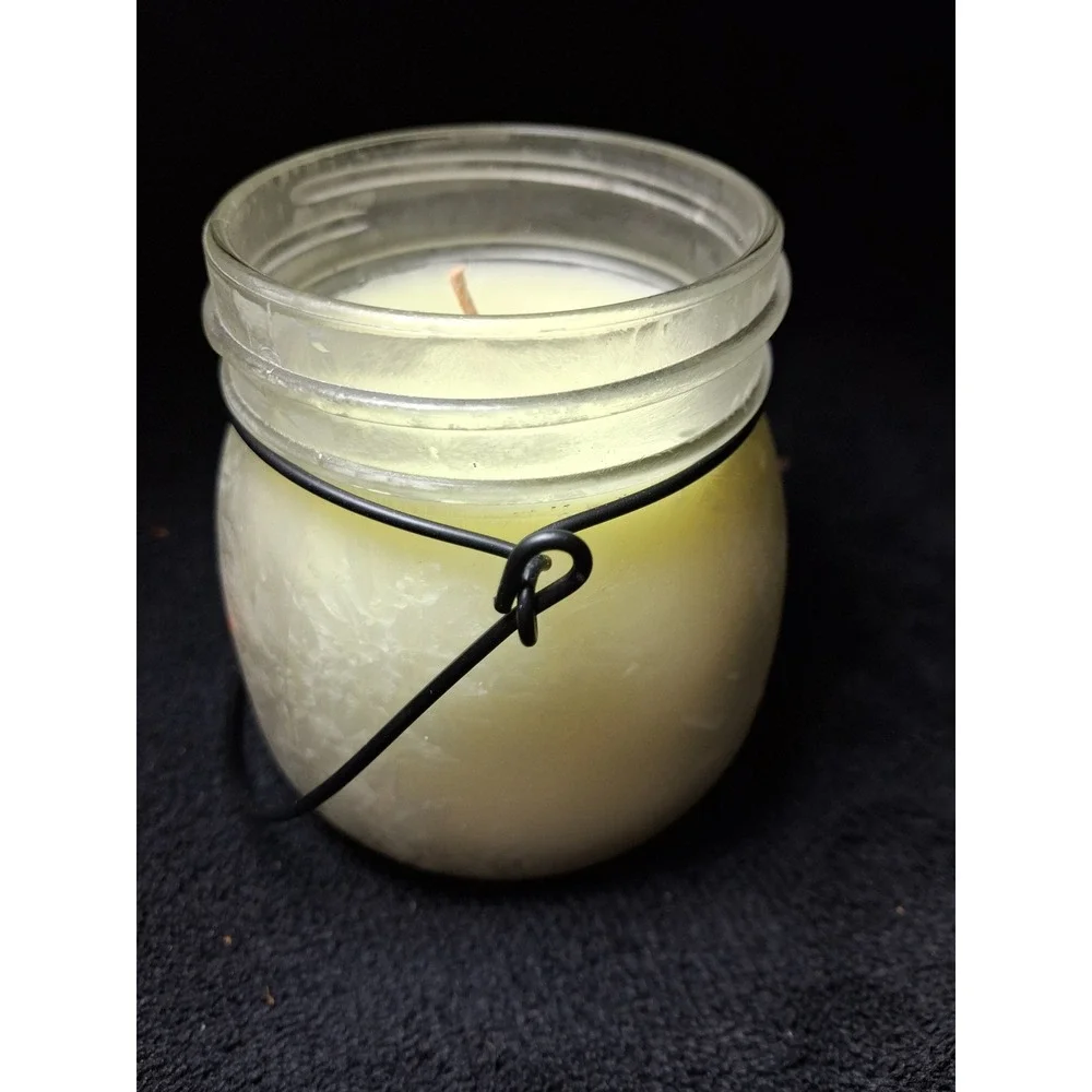 At Home by Mirabeau Snowman Jar Candle 8oz Winter Holiday Decor with Wire Handle
